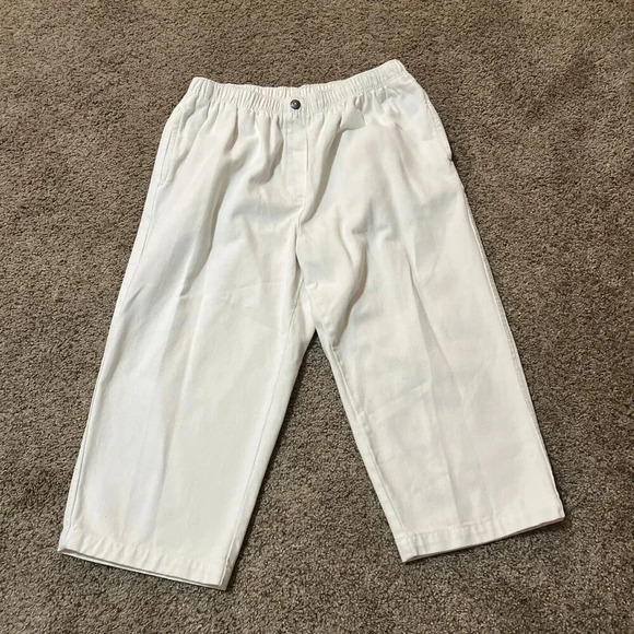 Woman Within Pants Woman Size 16W Classic Fit Straight Leg Pull-on Elastic White - Picture 1 of 10